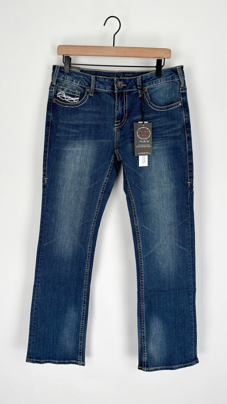 Cowgirl Tuff Dont Fence Me In Bootcut Denim Jeans Womens Size 30 Regular New